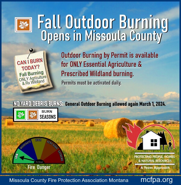 Outdoor Burning Closed as of July 3 in Missoula County Montana